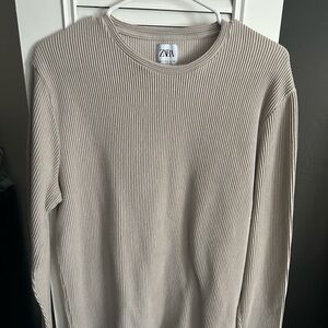 Zara Men's Beige Crewneck Sweater